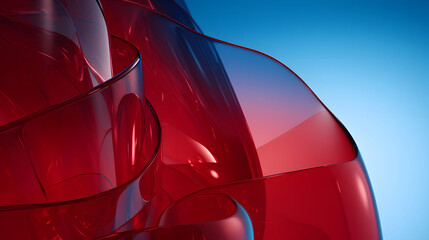 Digital technology red geometric curve glass abstract poster web page PPT background