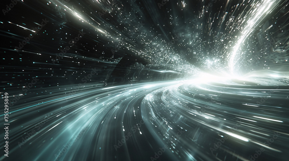 Poster cosmic ray space-time tunnel abstract background