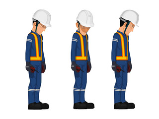 set of workers are looking something on the floor