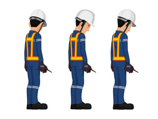 set of workers are looking something on the floor