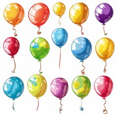 Clipart illustration with various balloons. on a white background