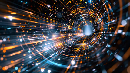 Fototapeta premium Cosmic ray space-time tunnel abstract background 