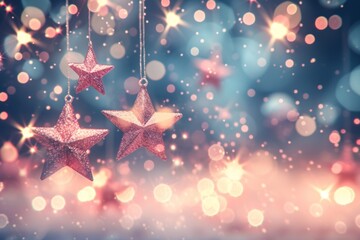 Sparkling Christmas Stars with Festive Bokeh