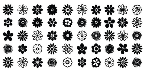 A set of flowers, hand drawn, isolated on a white background, vector design	 - obrazy, fototapety, plakaty