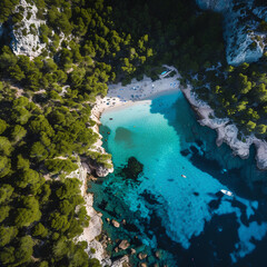 Aerial view Cala Formentor serene beauty
