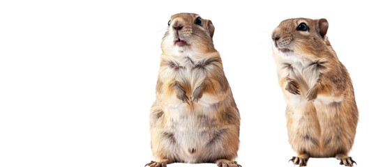 A duplicated image of a chipmunk standing with paws visible, emphasizing its adorable nature on white background