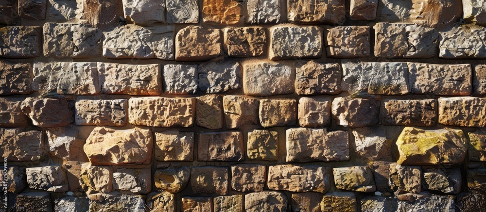 Poster a detailed shot of a brick wall showcasing the intricate brickwork pattern, composite material, and 