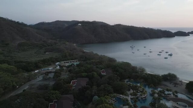 Aerial video over Playa El Jobo Costa Rica coastline