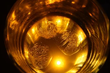 Küchenrückwand glas motiv Braun ice cubes in glass of water