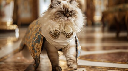 Stylish cute cat fashion style fashion show model cat walking