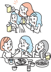 illustration of drinking party