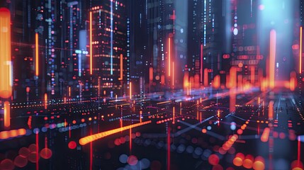 Fototapeta premium Visualization of a superintelligent AI predicting economic fluctuations with high precision, guiding financial markets.