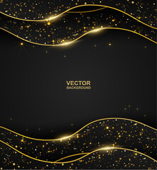 Abstract. Geometric overlab shape black and gold background. luxury background. Vector.