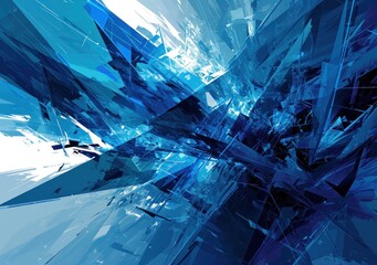 Abstract Blue Geometric Explosion