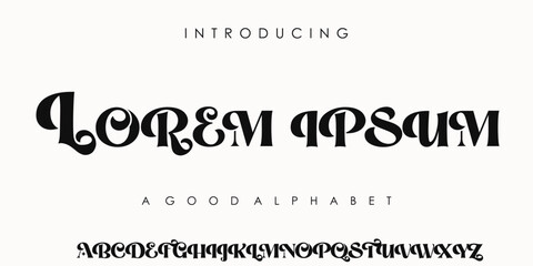Elegant Lorem ipsum logo and fashion alphabet font. Creative Minimal modern urban sport fashion futuristic font. vector illustration