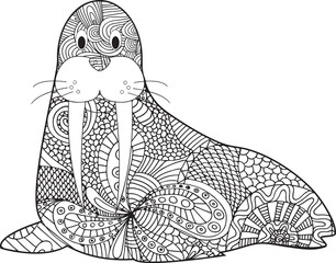 sea animals coloring page for adult
