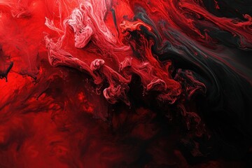 Abstract Red and Black Fluid Art Background - obrazy, fototapety, plakaty
