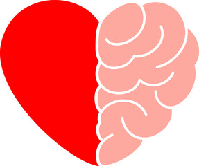 Heart and Brain concept, conflict between emotions and rational thinking, teamwork and balance between soul and intelligence. Vector illustration.