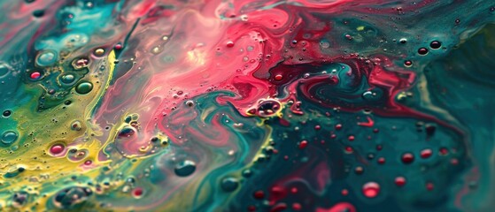 Abstract Colorful Oil and Water Mixture - obrazy, fototapety, plakaty