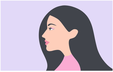 Beautiful side view woman face vector illustration