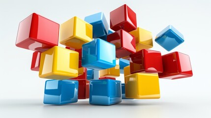 Obraz premium colorful 3d shapes floating, on a white background