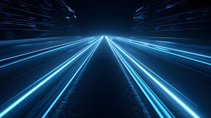 Fototapeta na wymiar Digital technology blue luminous emission light geometric poster web page PPT background