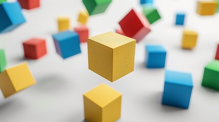 Obraz premium colorful 3d shapes floating, on a white background