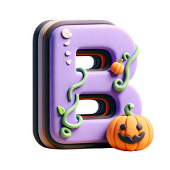 3D letter B with Halloween
