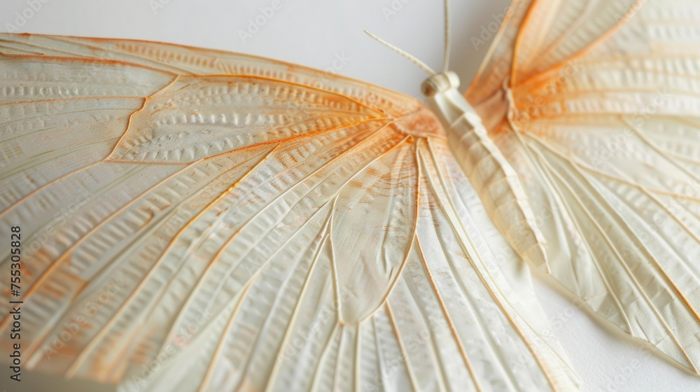 Poster a closeup of a paper model butterfly its delicate wings expertly folded to create a lifelike and rea