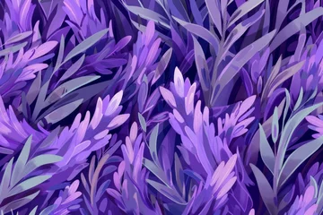 Fotobehang Background Texture Pattern Lavender Fields that captures the serene beauty of lavender fields in a cel-shaded Soft Purples Style created with Generative AI Technology © Sentoriak