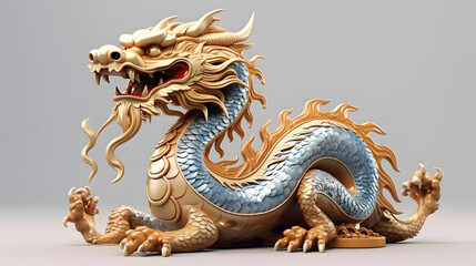 Eastern Dragon 3d rendering cartoon