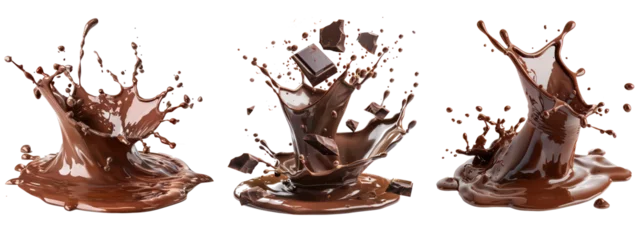 Deurstickers Set of Chocolate Splash Isolated on Transparent Background. © Zhayyyn Imagine