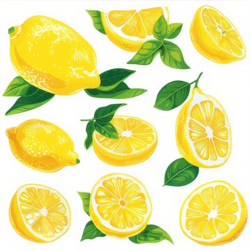 Clip art illustration with a picture of a lemon. on a white background