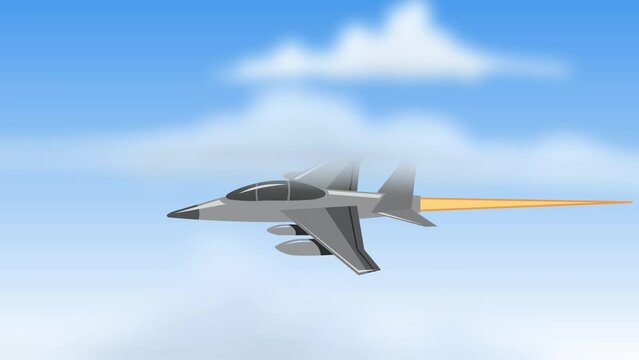 animation of a fighter jet flying in the sky