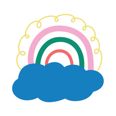 Cute boho rainbow. Cliparts for baby room, greeting cards, kids and baby t-shirts and wear