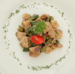 Tuna Cabai Hijau or Green Chili Tuna is a side dish from Indonesia. Selective focus.
