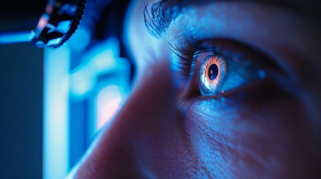 Using a sophisticated retinal imaging machine an eye care professional captures a detailed and highresolution scan of a patients eye providing valuable information for diagnosis