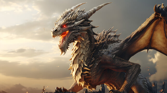 Tiamat Dragon 3d rendering cartoon