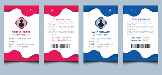 Simple clean creative unique modern corporate professional abstract company identification employee office identity business id card template design.