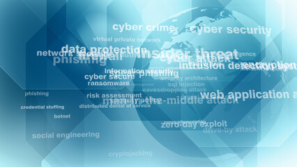 Cyber crime securing world globe with cyber secure texts and online security
