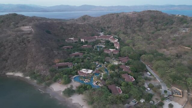 Aerial video over Playa El Jobo Costa Rica coastline