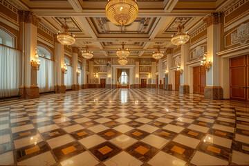 An interior of a ballroom in a five stars hotel