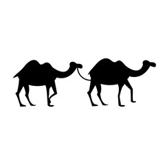 Two Camels Png Icon Transparent Background. Simple Vector Illustration.