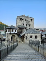 Fotobehang Stari Most View of old Mostar Bridge (Stari Most) in Bosnia & Herzegovina 