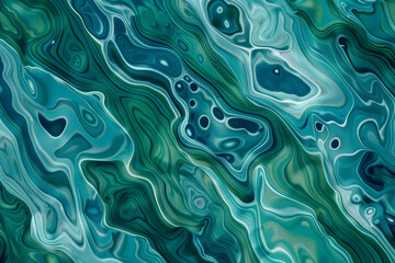 Turquoise Serenity: An Exquisite Acrylic Pour Illustration with Marbled Blue Swirls and Fluid Organic Shapes