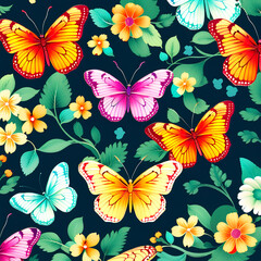 Fototapeta premium seamless pattern with butterflies
