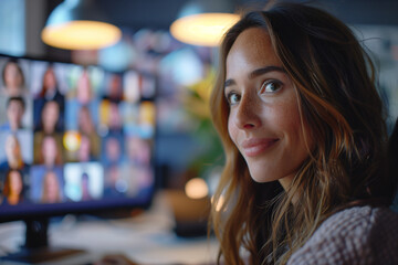 Naklejka premium Video conference background work from home 