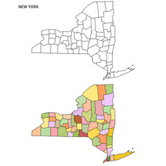 two new york map. State of New York map, USA. High detailed and multiple maps of New York map, empty map.
