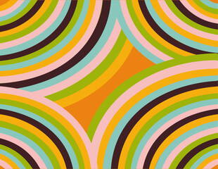 Background featuring circular pattern in the muted pastel tones and colors of the 70s.