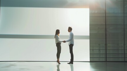Professional Handshakes and Elegant Silhouettes: Sealing Deals and Contemplating Profiles in Modern Corporate Settings and Minimalist Architecture